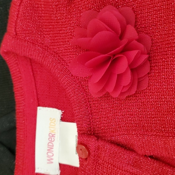 🆕️ WONDERKIDS 2-PIECE Black & Red Holiday Shimmer Bolero Cardigan SIZE: 4T - Picture 2 of 9
